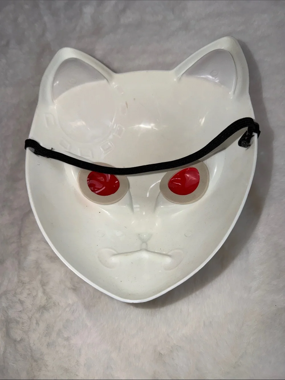 White and Red Cat Face Mask for Pets - Decorative Pet Accessory